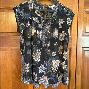 Floral Black Blouse